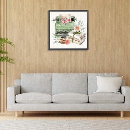 Green Typewriter - Full Round Drill Diamond Painting 30*30CM