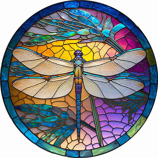 Glass Painting Dragonfly - Full Square Drill Diamond Painting 40*40CM
