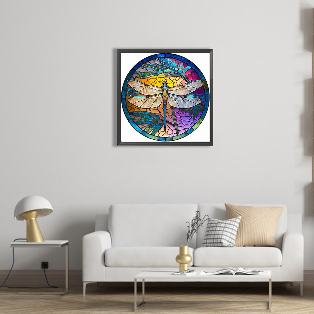 Glass Painting Dragonfly - Full Square Drill Diamond Painting 40*40CM