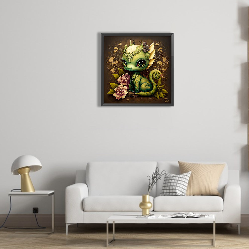 Small Dinosaur - Full Round Drill Diamond Painting 30*30CM