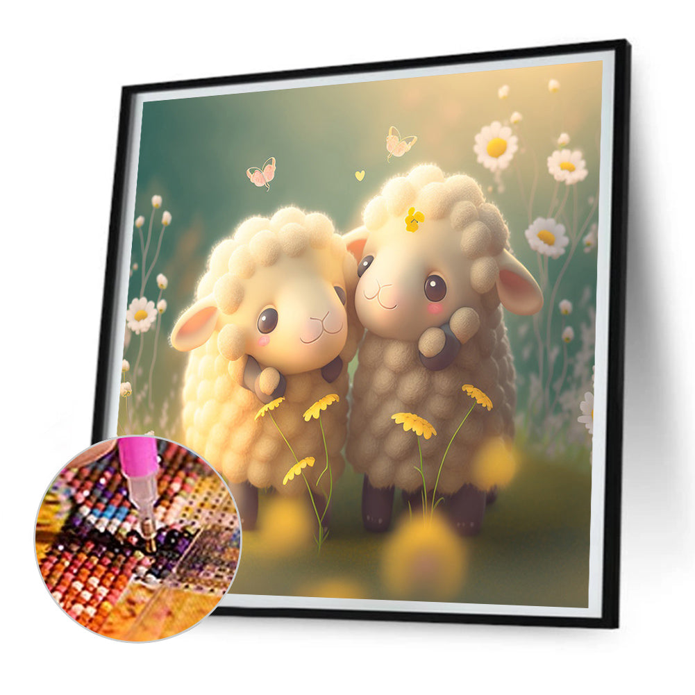 Love The Little Sheep - Full Round Drill Diamond Painting 30*30CM
