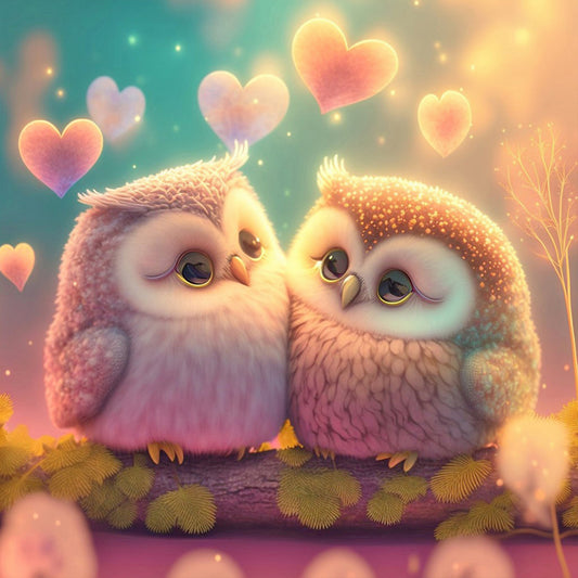 Love Owl - Full Round Drill Diamond Painting 30*30CM