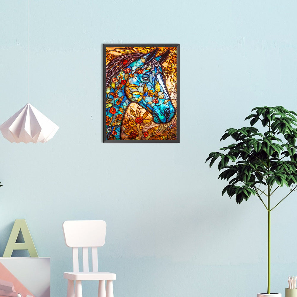 Colorful Glass Horse - Full Round Drill Diamond Painting 30*40CM