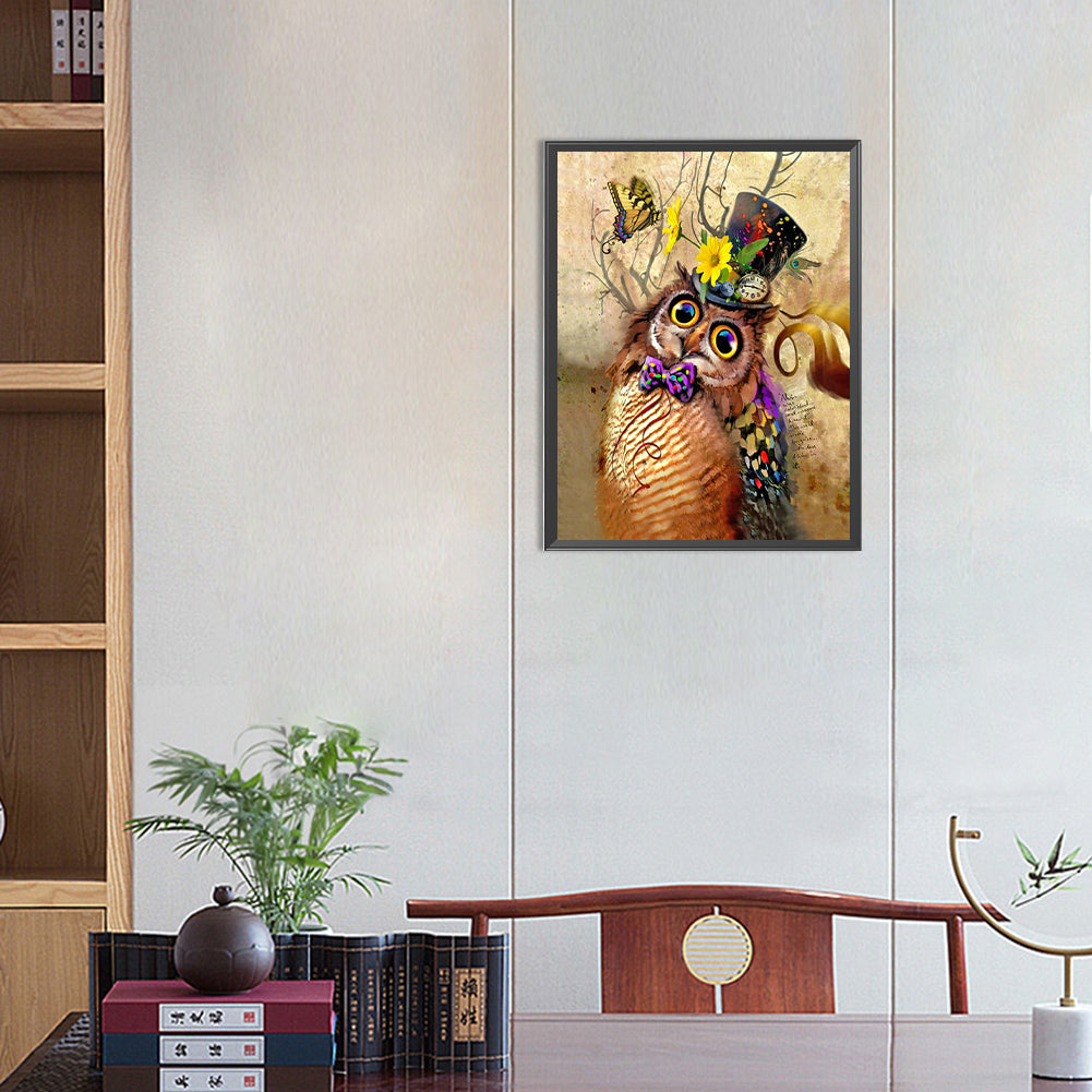 Owl - Full Round Drill Diamond Painting 30*40CM