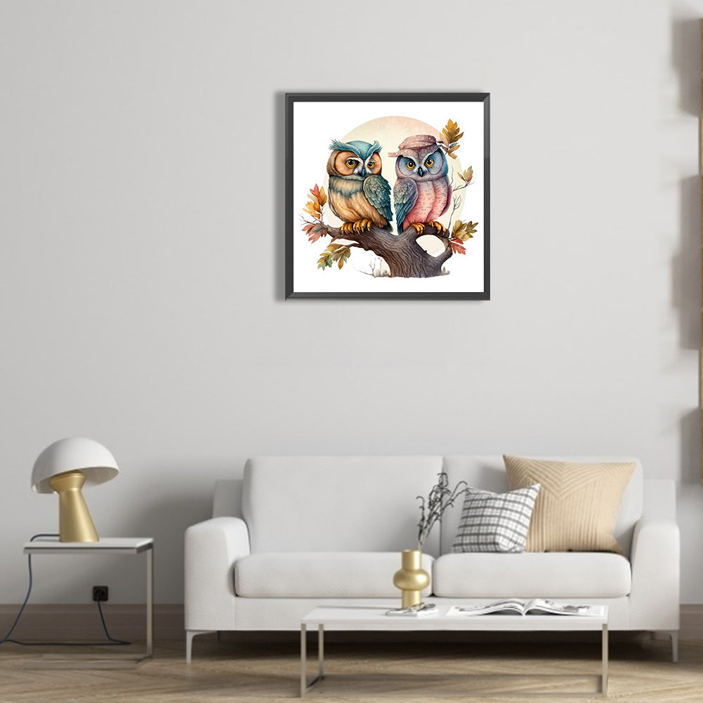 Owl - Full Round Drill Diamond Painting 30*30CM