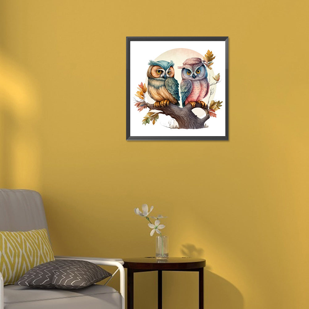 Owl - Full Round Drill Diamond Painting 30*30CM