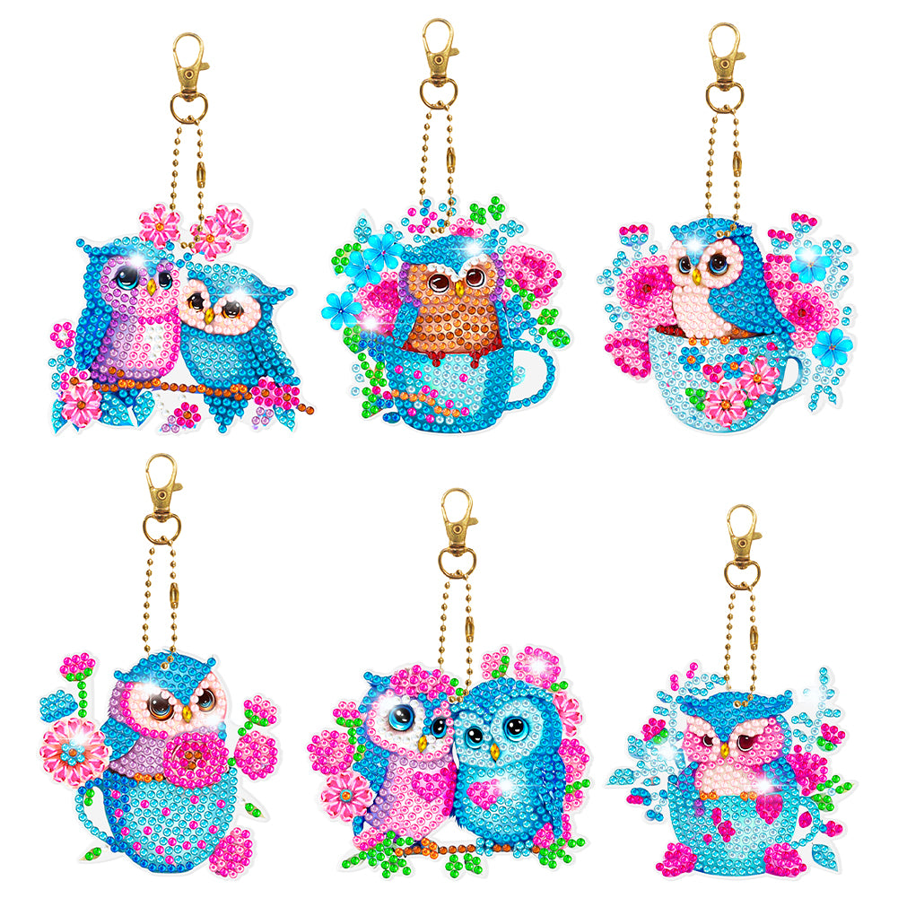 5D Diamond Art Key Rings Double Sided DIY Cartoon Gifts for Beginners Home Decor