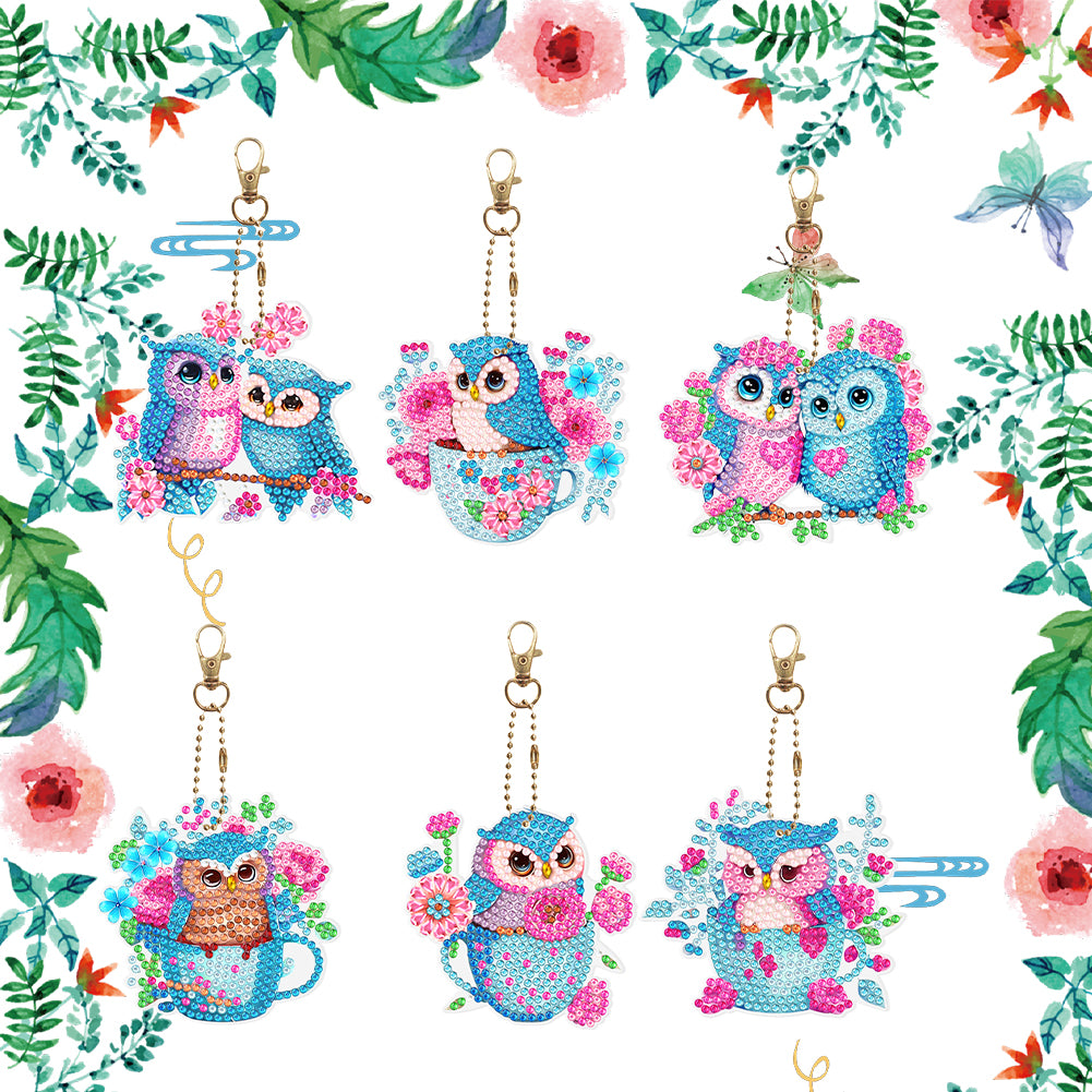 5D Diamond Art Key Rings Double Sided DIY Cartoon Gifts for Beginners Home Decor