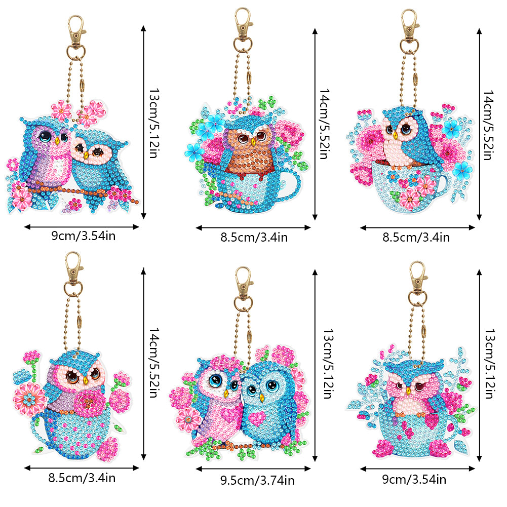 5D Diamond Art Key Rings Double Sided DIY Cartoon Gifts for Beginners Home Decor