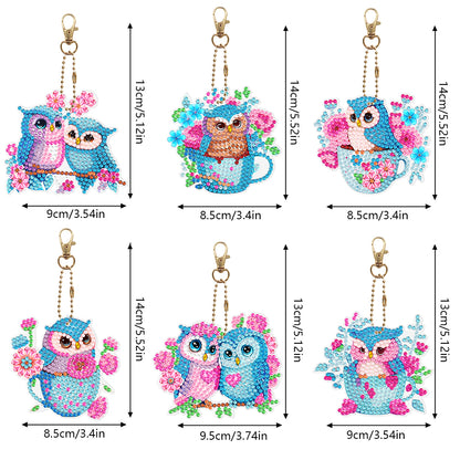 5D Diamond Art Key Rings Double Sided DIY Cartoon Gifts for Beginners Home Decor