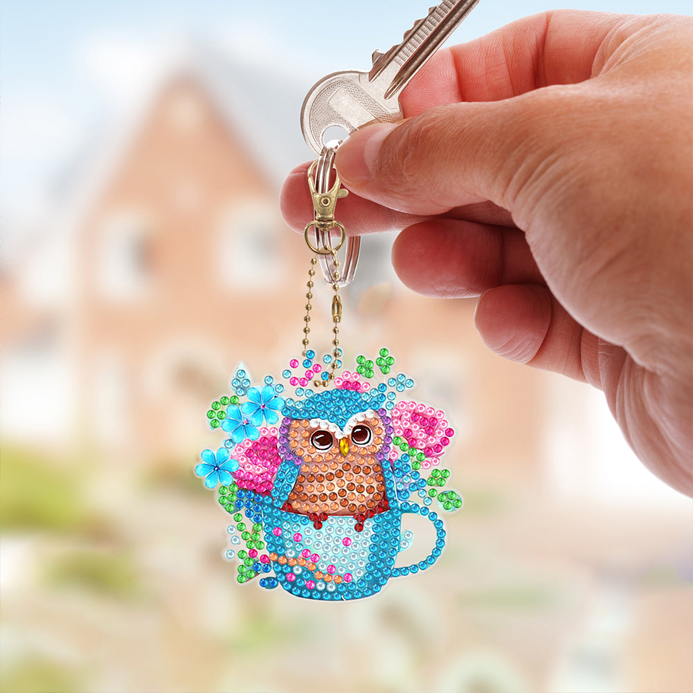 5D Diamond Art Key Rings Double Sided DIY Cartoon Gifts for Beginners Home Decor