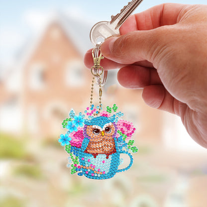 5D Diamond Art Key Rings Double Sided DIY Cartoon Gifts for Beginners Home Decor