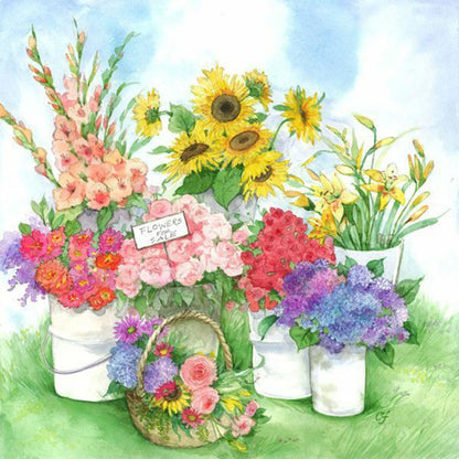 Multicolored Flowers - Full Round Drill Diamond Painting 30*30CM