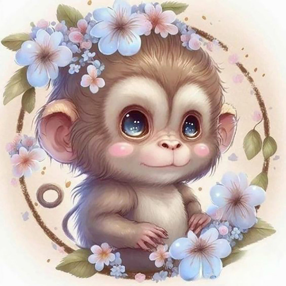 Monkey - Full Round Drill Diamond Painting 30*30CM