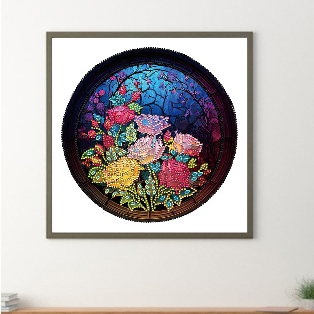 Rose Glass Painting - Special Shaped Drill Diamond Painting 30*30CM