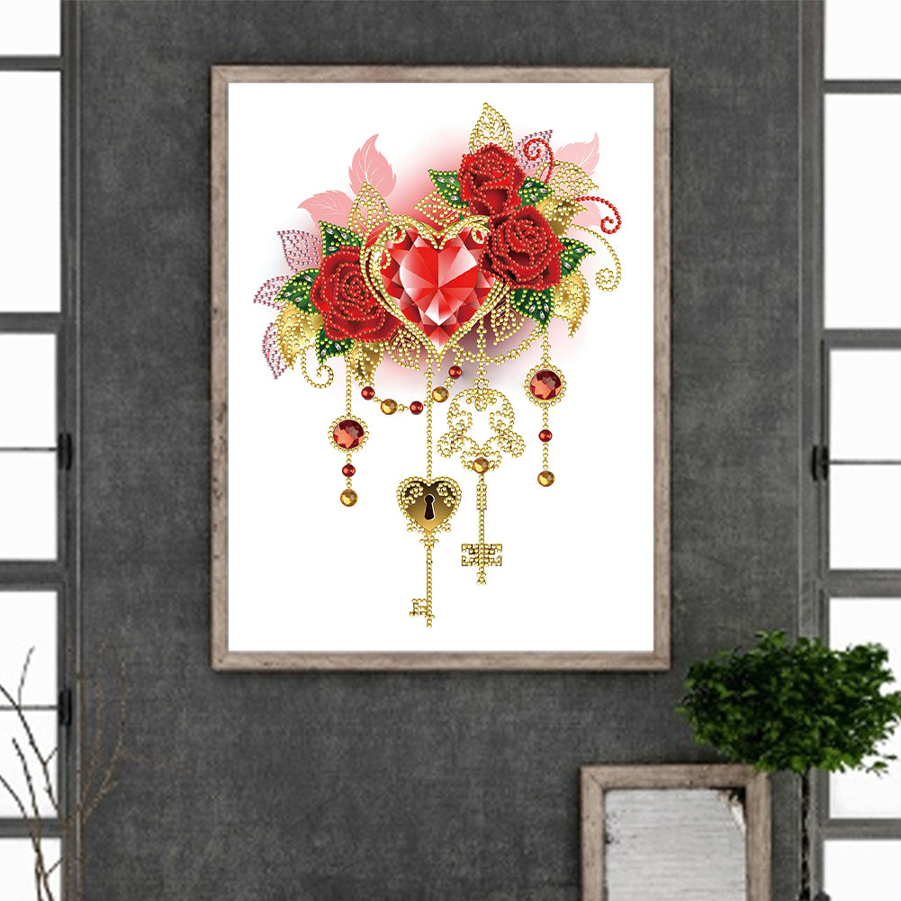 Flower Key Pendant - Special Shaped Drill Diamond Painting 30*40CM