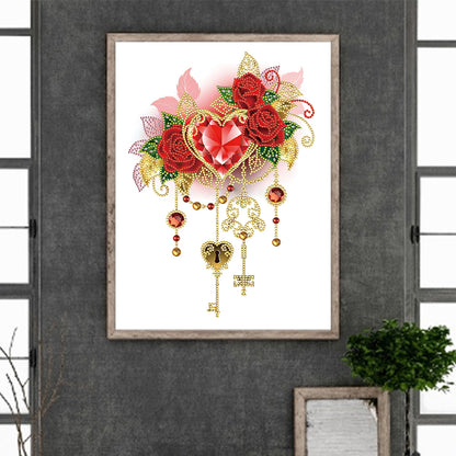 Flower Key Pendant - Special Shaped Drill Diamond Painting 30*40CM