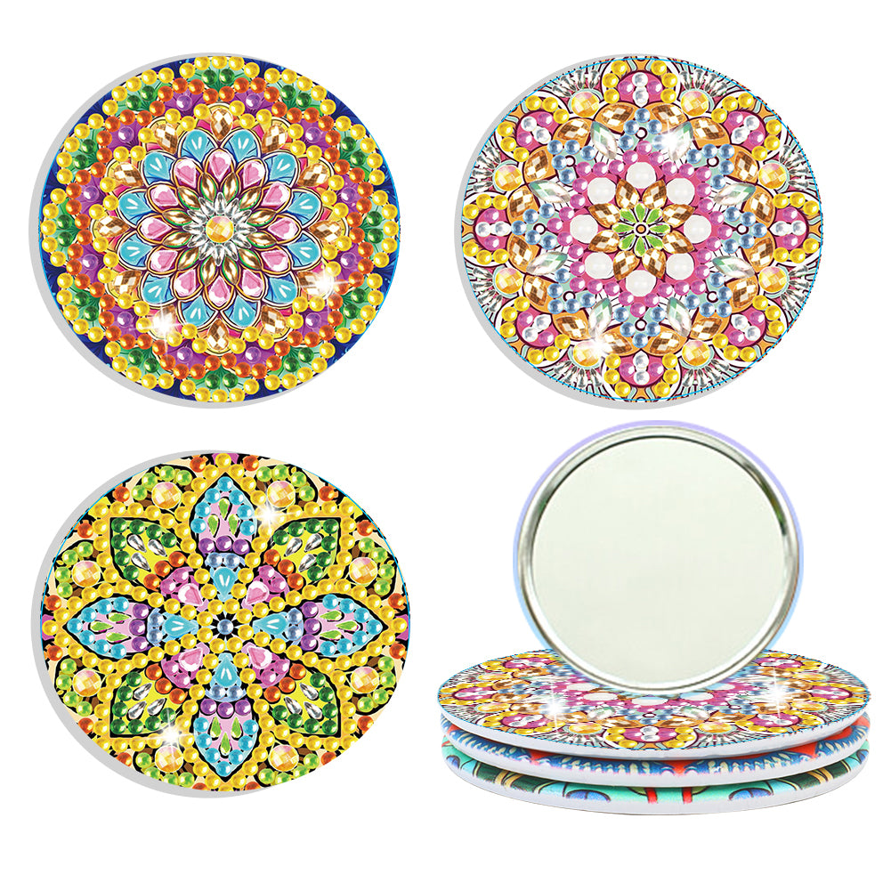 3pcs Crystal Diamond Mirror Portable DIY Art Craft Set Datura for Adult and Kids