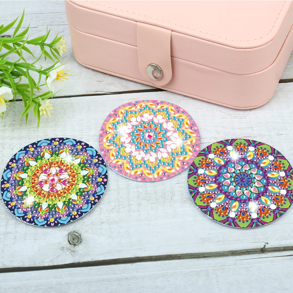 3pcs Crystal Diamond Mirror Portable DIY Art Craft Set Datura for Adult and Kids