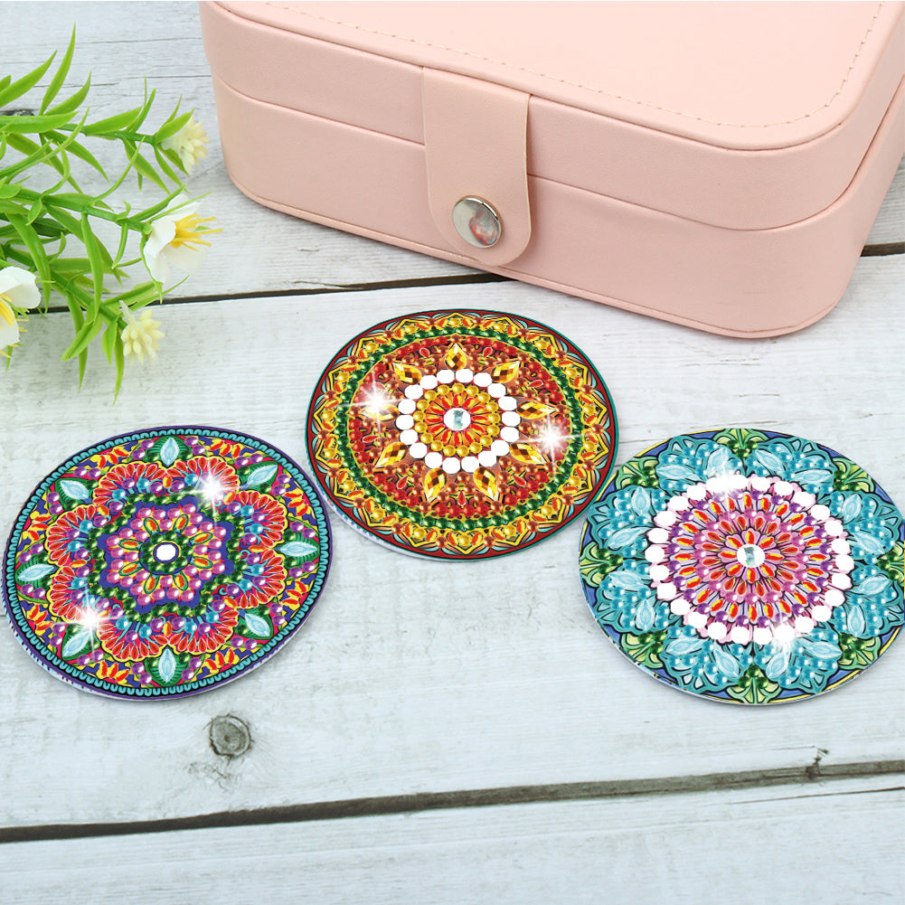3pcs Crystal Diamond Mirror Portable DIY Art Craft Set Datura for Adult and Kids
