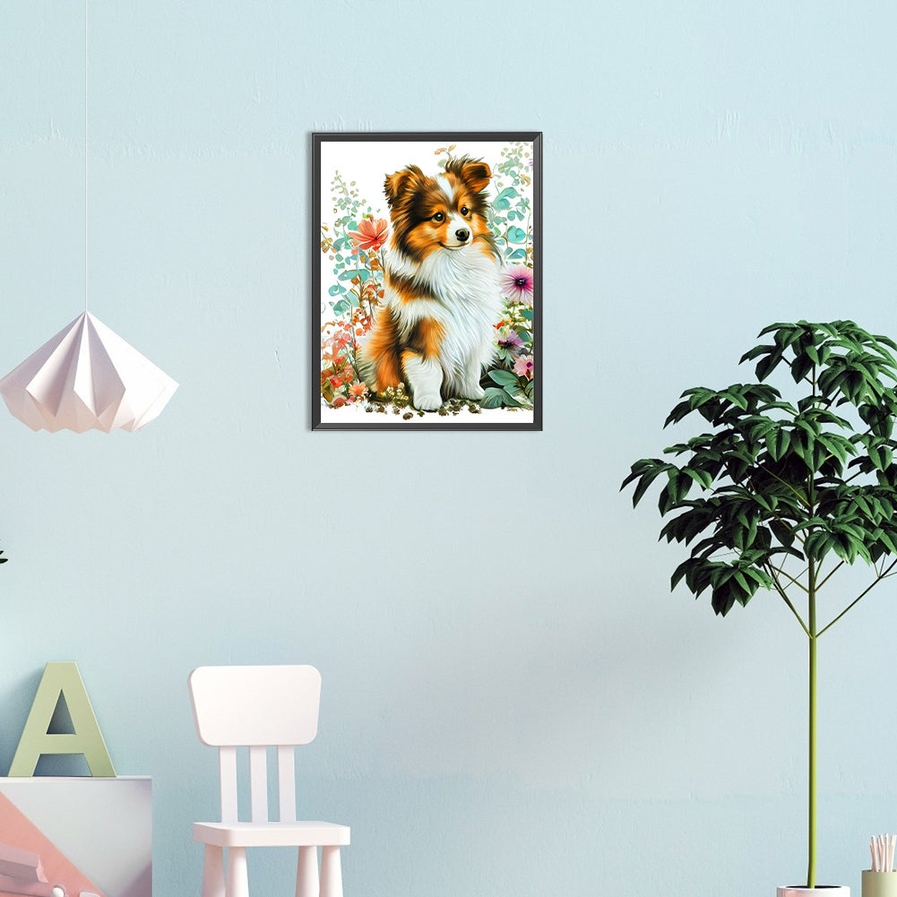 Dog In The Grass - Full Round Drill Diamond Painting 30*40CM