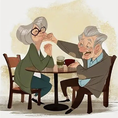 Warm And Affectionate Old Couple - Full Round Drill Diamond Painting 30*30CM
