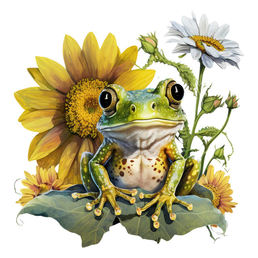 Sunflower Frog - Full Round Drill Diamond Painting 30*30CM