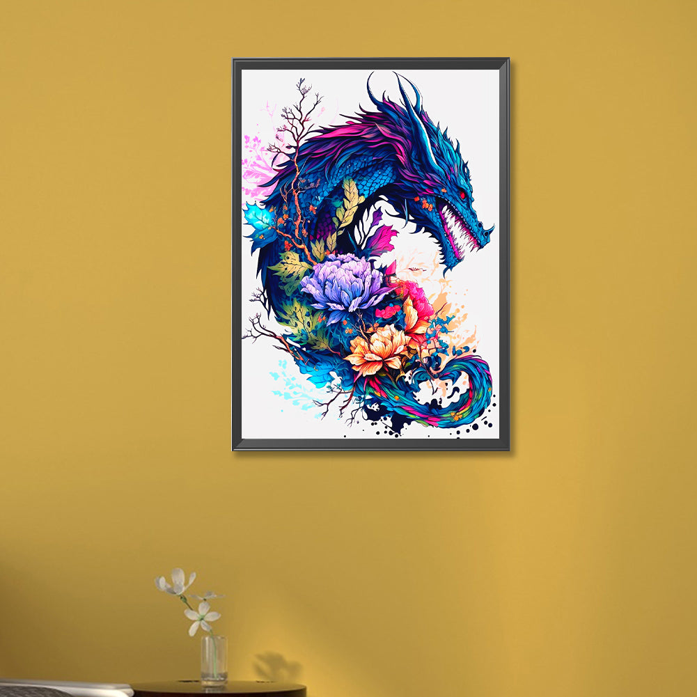 Blue Forehead Dragon - Full Round Drill Diamond Painting 35*50CM