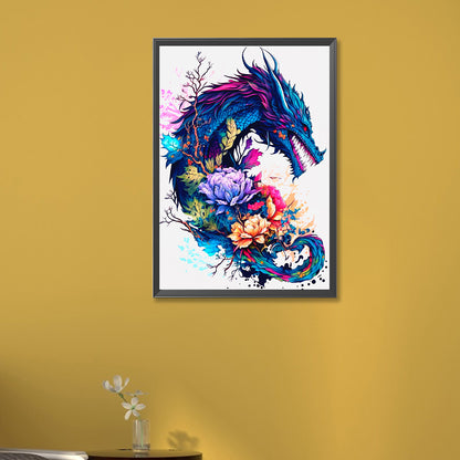 Blue Forehead Dragon - Full Round Drill Diamond Painting 35*50CM