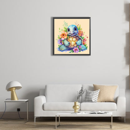 Cute Turtle And Flower - Full Round Drill Diamond Painting 30*30CM