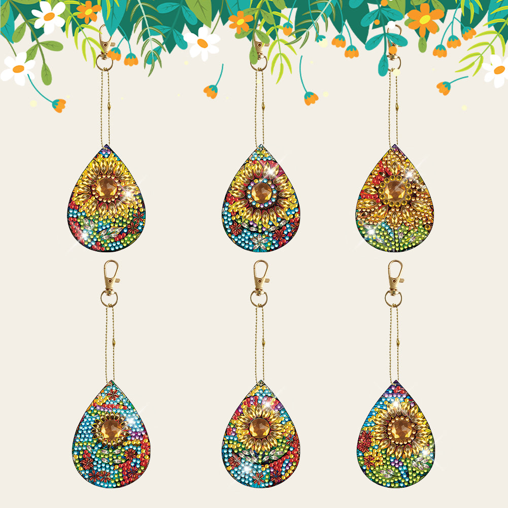 6pcs Diamond Art Key Rings Art Craft 5D DIY Bag Pandant for Beginners Home Decor