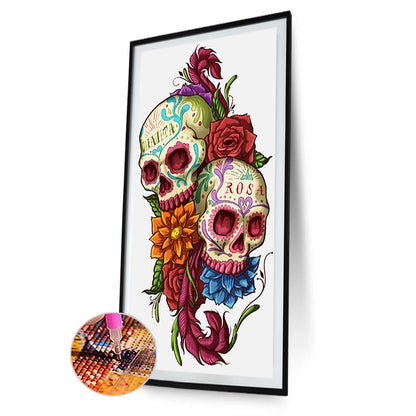 Flower And Skull - Full Round Drill Diamond Painting 40*70CM