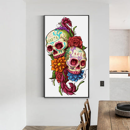 Flower And Skull - Full Round Drill Diamond Painting 40*70CM