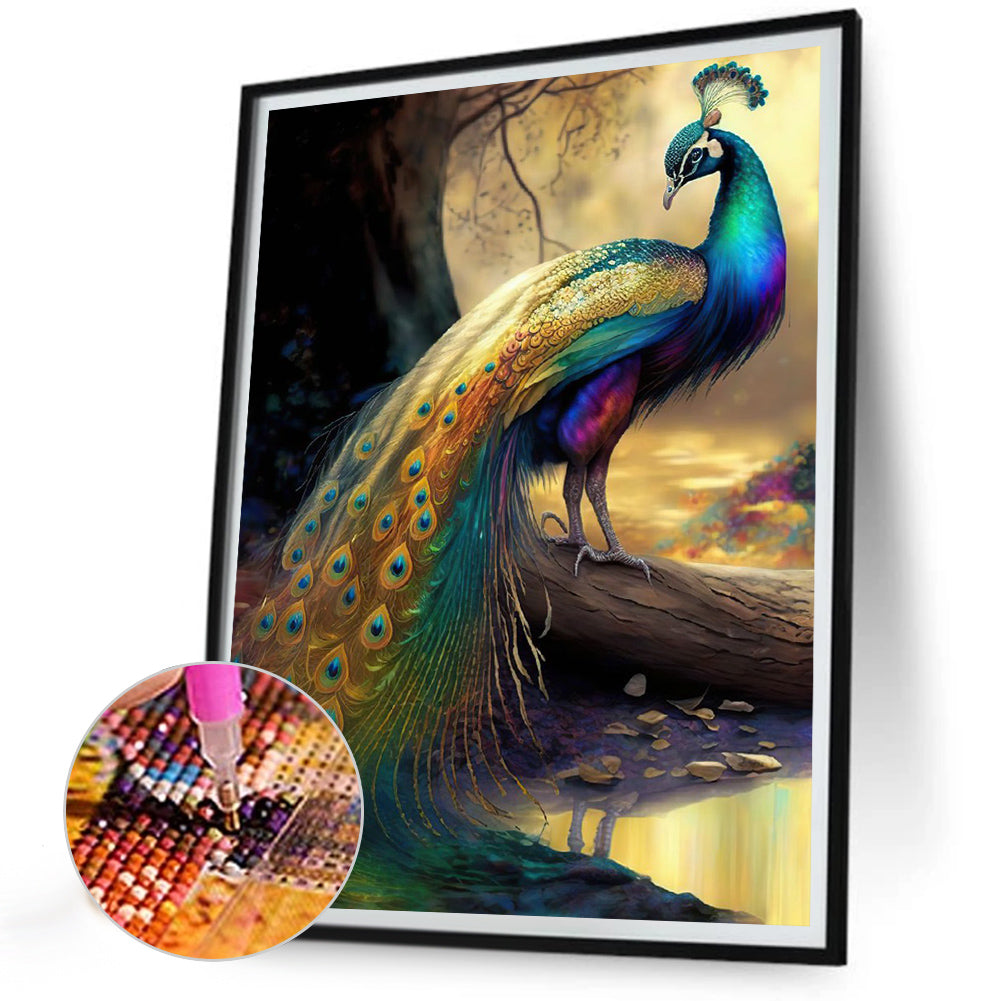 Peacock - Full Round Drill Diamond Painting 30*40CM