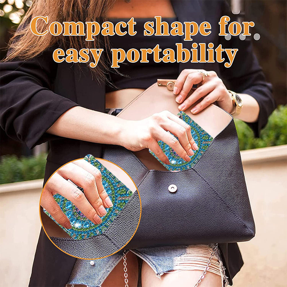 DIY Crystal Diamond Mirror Portable Mandala Art Craft Set Pocket Mirror for Girl
