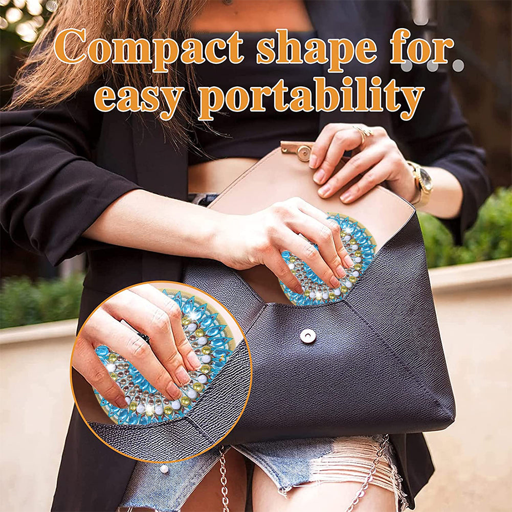 DIY Crystal Diamond Mirror Portable Mandala Art Craft Set Pocket Mirror for Girl