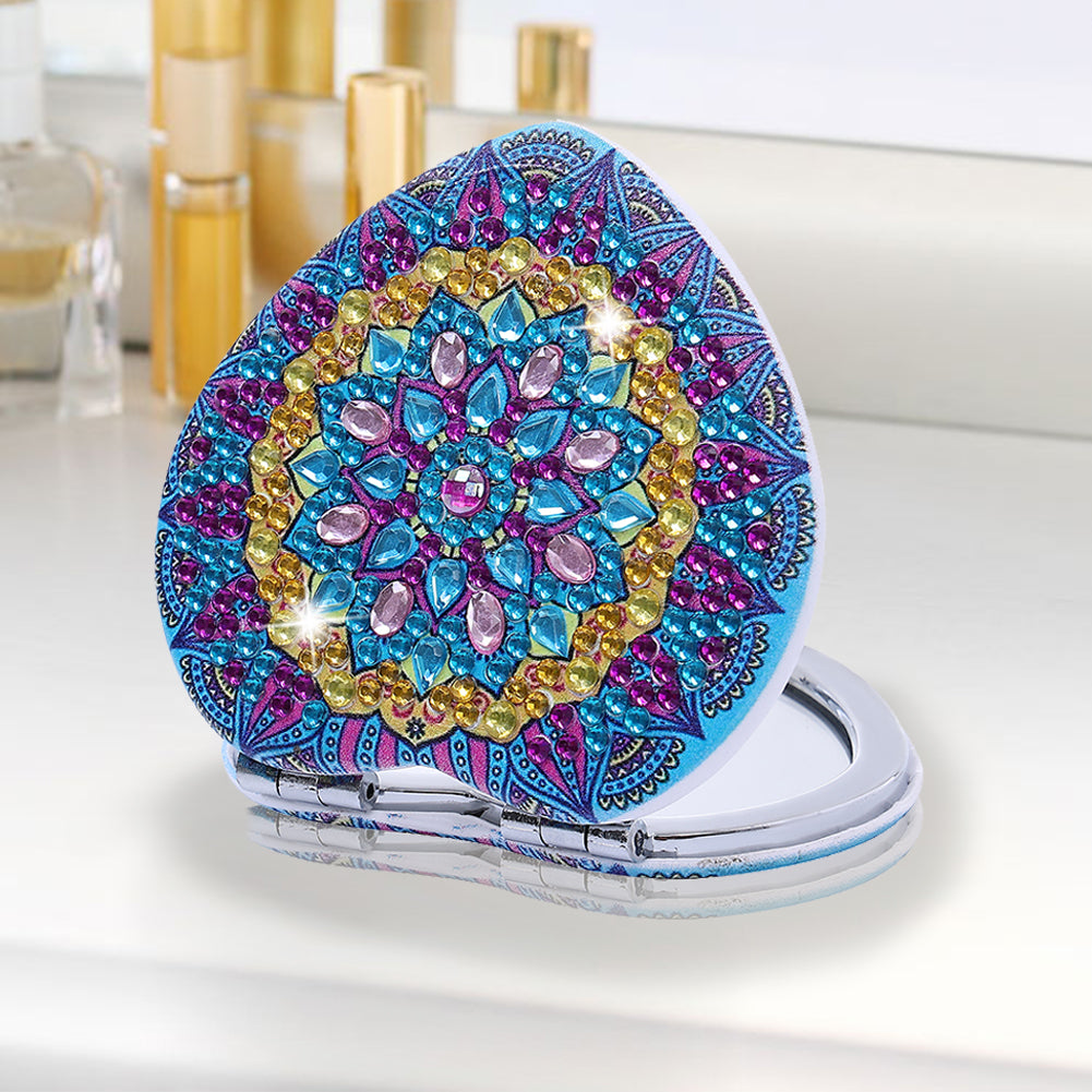 DIY Crystal Diamond Mirror Portable Mandala Art Craft Set Pocket Mirror for Girl