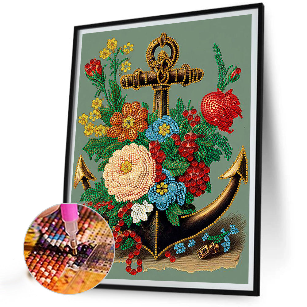Blossom Anchor - Special Shaped Drill Diamond Painting 30*40CM