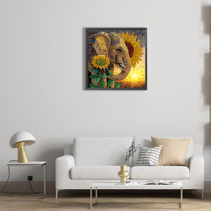 Sunflower Elephant - Special Shaped Drill Diamond Painting 30*30CM