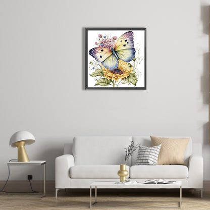 Flowers And Butterflies - Full Round Drill Diamond Painting 30*30CM