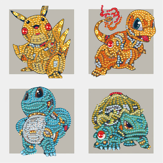4 Machine Soul Pok¨¦mon In The Same Frame - Special Shaped Drill Diamond Painting 30*30CM