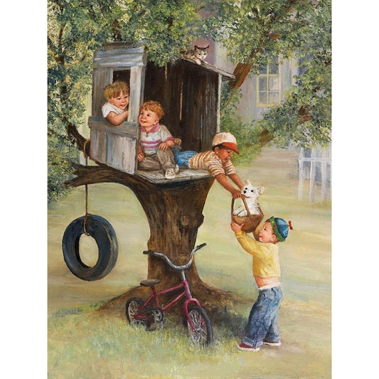 Friends Playing - Full Round Drill Diamond Painting 30*40CM