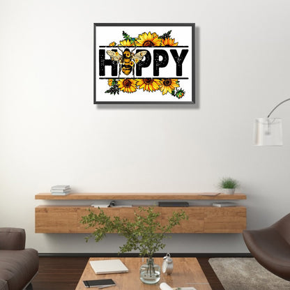 Bee Calligraphy And Painting - Full Round Drill Diamond Painting 50*40CM