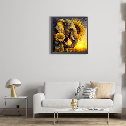 Sunflower Elephant - Full Round Drill Diamond Painting 30*30CM