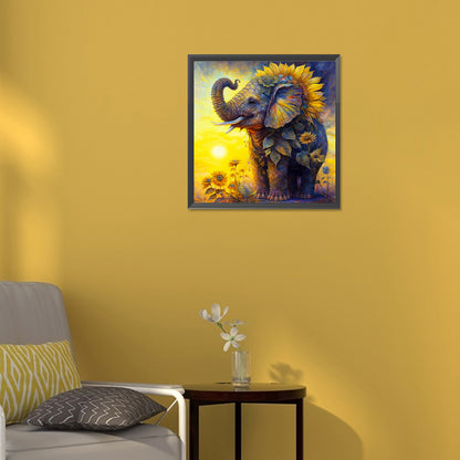 Sunflower Elephant - Full Round Drill Diamond Painting 30*30CM