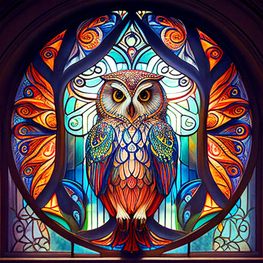 Colorful Feather Owl - Full Round Drill Diamond Painting 30*30CM
