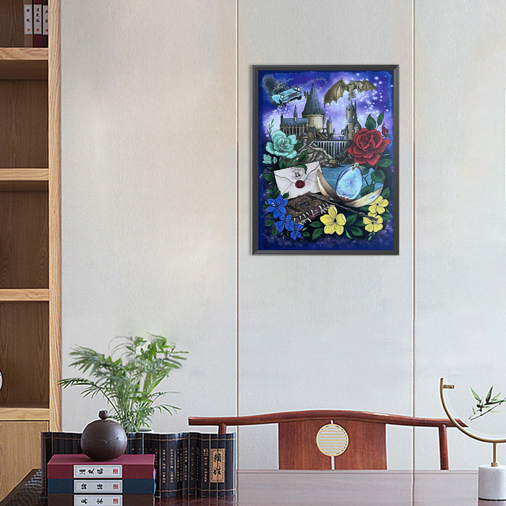 Flower Castle - Full Round Drill Diamond Painting 30*40CM