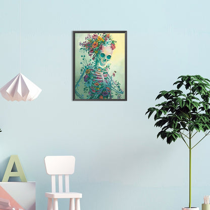 Flower Skull - Full Round Drill Diamond Painting 30*40CM