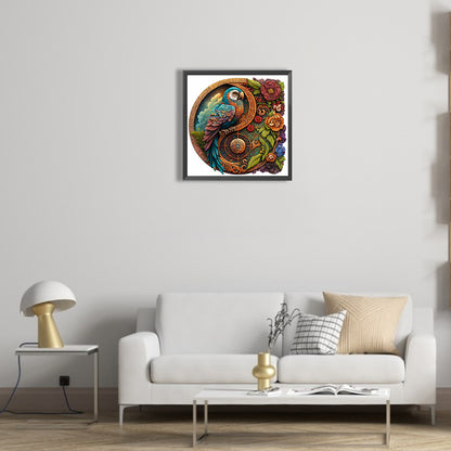 Parrot Round Card Flowers And Birds - Full Round Drill Diamond Painting 35*35CM