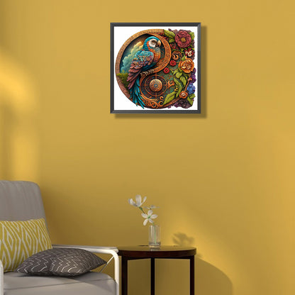 Parrot Round Card Flowers And Birds - Full Round Drill Diamond Painting 35*35CM